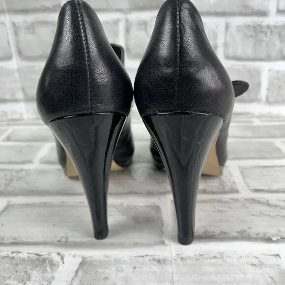 Franco Sarto Nuvo 7 M Black Patent Vegan Leather Mary Jane Pumps Shoes Heels
