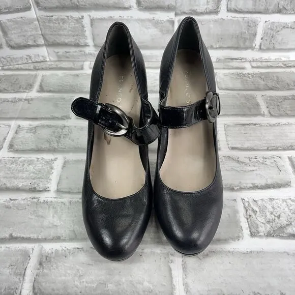 Franco Sarto Nuvo 7 M Black Patent Vegan Leather Mary Jane Pumps Shoes Heels