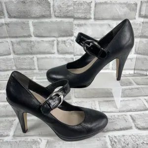 Franco Sarto Nuvo 7 M Black Patent Vegan Leather Mary Jane Pumps Shoes Heels