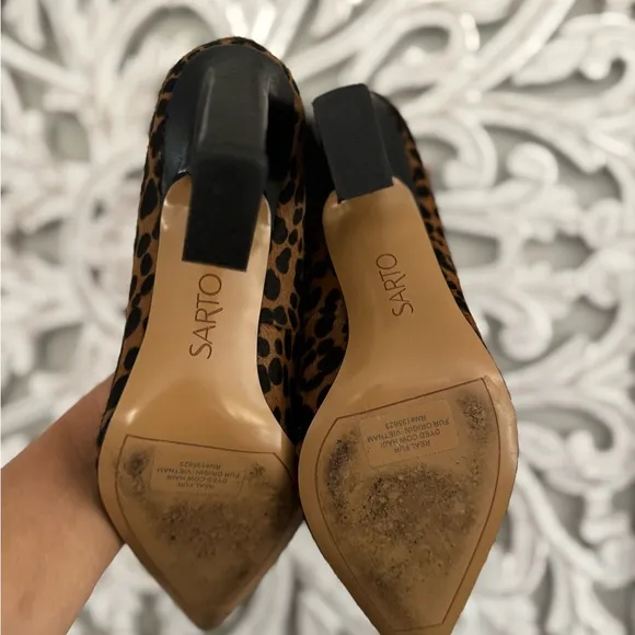 FRANCO SARTO Real Fur Leopard Pumps