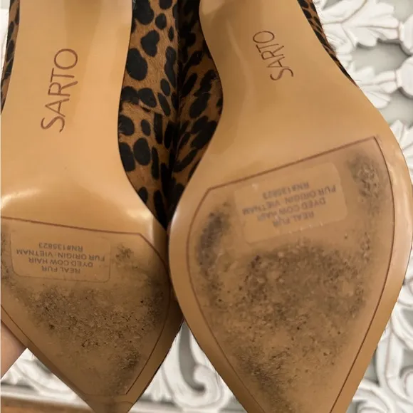 FRANCO SARTO Real Fur Leopard Pumps
