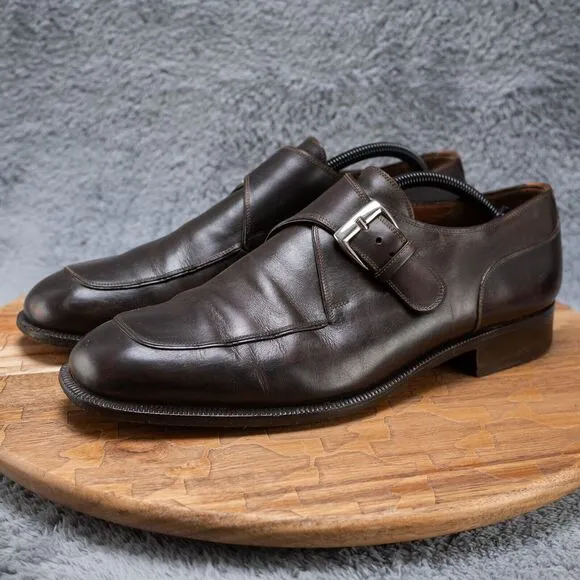 Fratelli Rossetti Men's Dress Shoes Brown Leather Single Monk Strap US 9.5 D