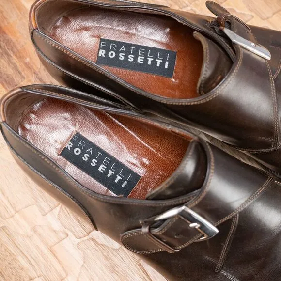 Fratelli Rossetti Men's Dress Shoes Brown Leather Single Monk Strap US 9.5 D