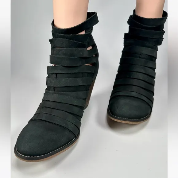 Free People Hybrid Strappy Leather Women’s Ankle Bootie in Black