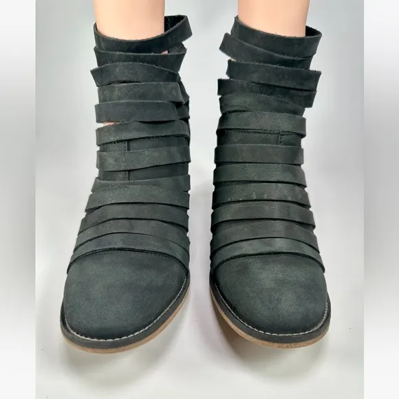 Free People Hybrid Strappy Leather Women’s Ankle Bootie in Black