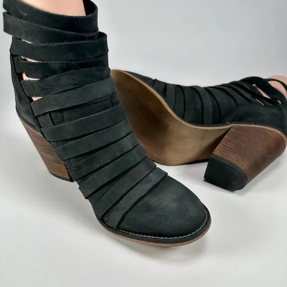 Free People Hybrid Strappy Leather Women’s Ankle Bootie in Black