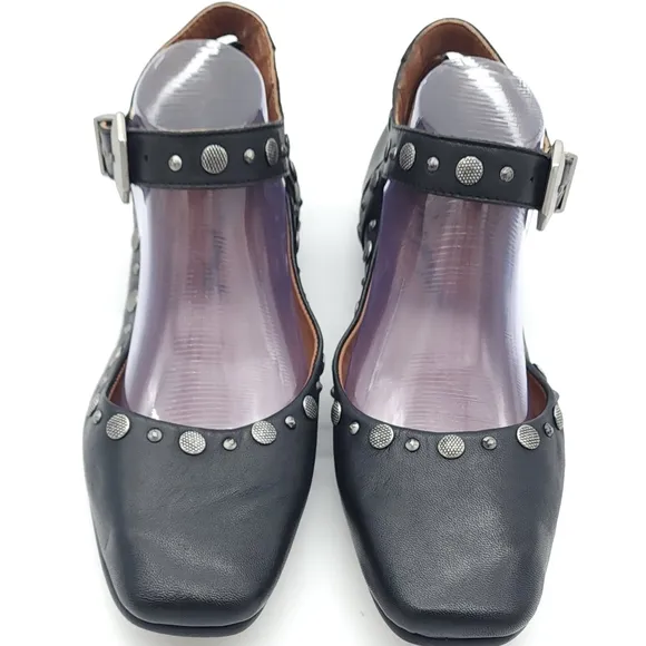 Free People Mystic Mary Jane Black Leather Flats Size 8.5 Retro 90s Y2K