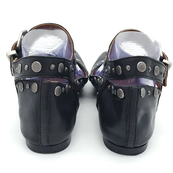 Free People Mystic Mary Jane Black Leather Flats Size 8.5 Retro 90s Y2K