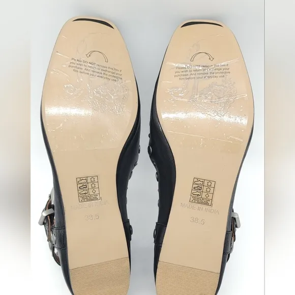 Free People Mystic Mary Jane Black Leather Flats Size 8.5 Retro 90s Y2K