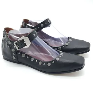 Free People Mystic Mary Jane Black Leather Flats Size 8.5 Retro 90s Y2K