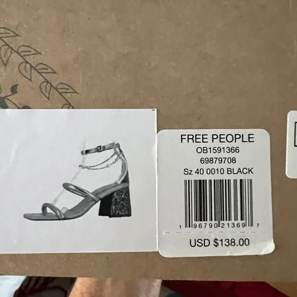 FREE PEOPLE Parker Chain Leather Block Heel Chain-Wrap Ankle Sandals/Heels NWT
