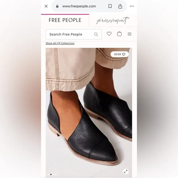 Free People Royele Black Leather Cutouts Modern Structure Flat shoes sz 6 NWOT