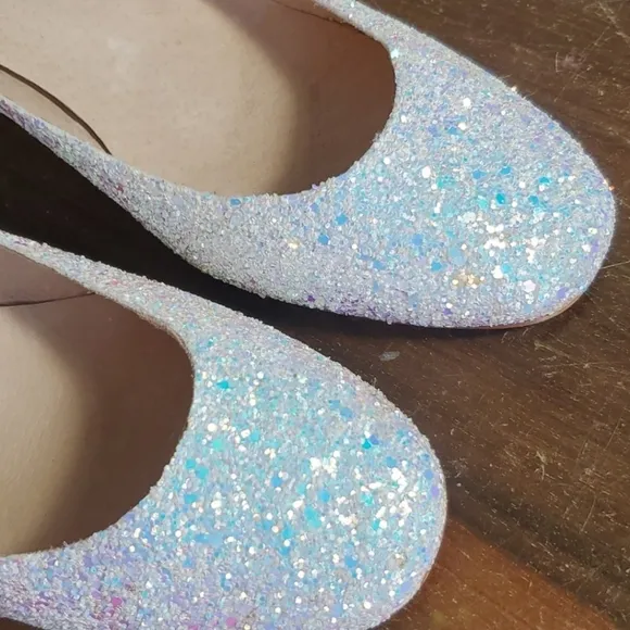 Free People Size 37/6.5 Lana Shoes Ankle Strap Leather Pumps Fairy Glitter Spain