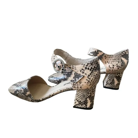 Free People Snakeskin Leather Block Heels Size 10