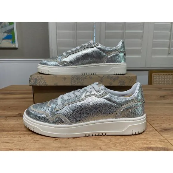 Free People Thirty Love Court Sneaker Metallic Silver Size 11 Glam