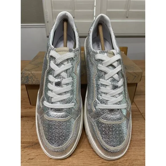 Free People Thirty Love Court Sneaker Metallic Silver Size 11 Glam