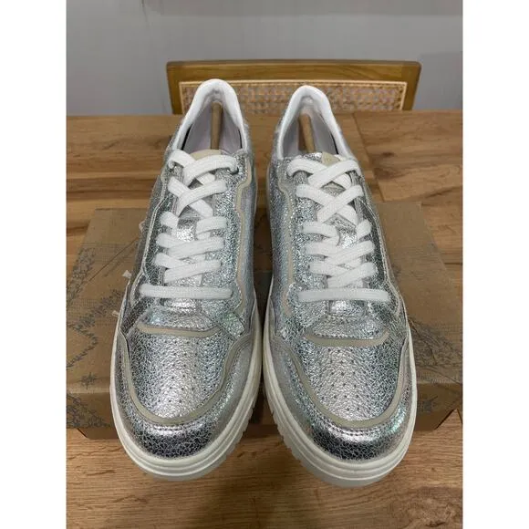 Free People Thirty Love Court Sneaker Metallic Silver Size 11 Glam