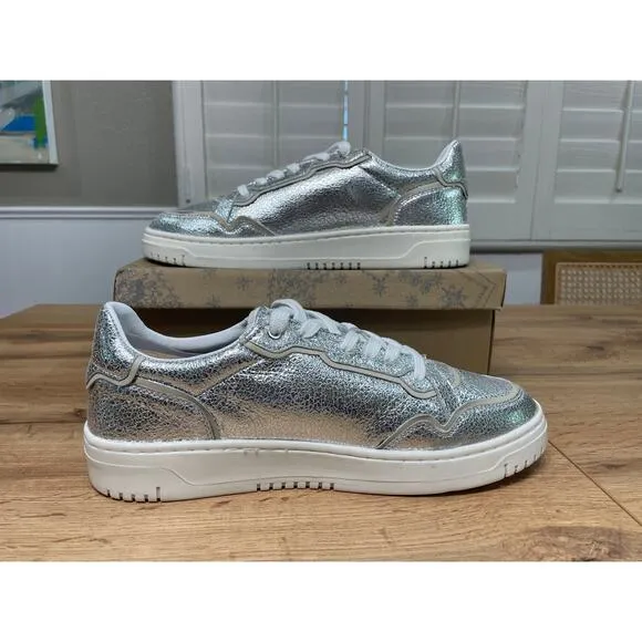 Free People Thirty Love Court Sneaker Metallic Silver Size 11 Glam
