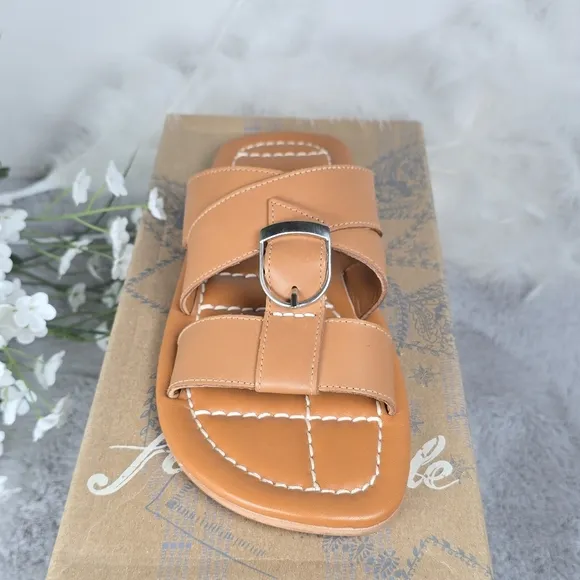 Free People Women's Leather Sloan Buckle Sandals Cinnamon Clay Brown 6.5 NEW