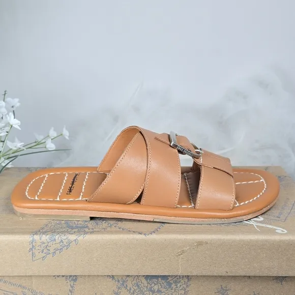 Free People Women's Leather Sloan Buckle Sandals Cinnamon Clay Brown 6.5 NEW