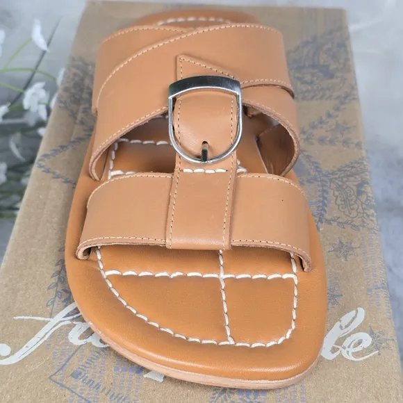 Free People Women's Leather Sloan Buckle Sandals Cinnamon Clay Brown 6.5 NEW