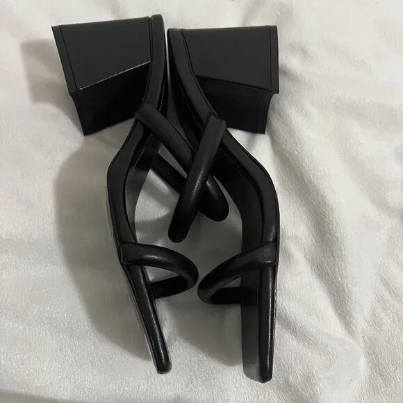 Free People Womens Parker Double Strap Pillow Heels Black Size US 8 , EU 38.5