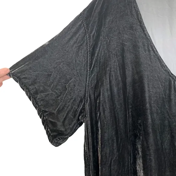 FREE PEOPLE X CP SHADES Regina Crushed Velvet Tunic Dress Silk Blend Gray