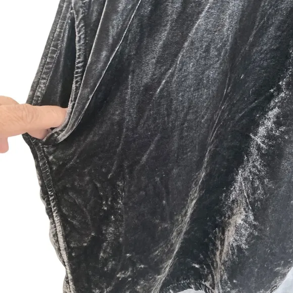FREE PEOPLE X CP SHADES Regina Crushed Velvet Tunic Dress Silk Blend Gray