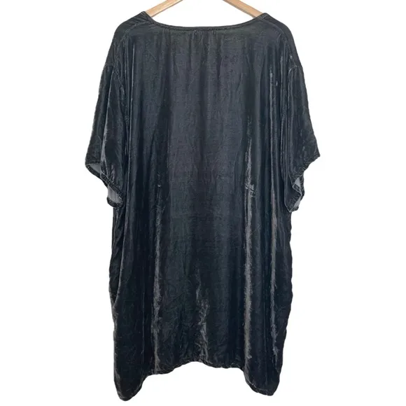 FREE PEOPLE X CP SHADES Regina Crushed Velvet Tunic Dress Silk Blend Gray