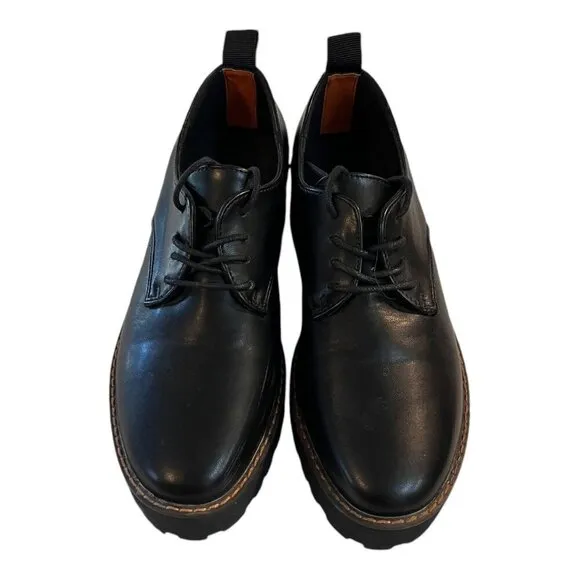 French Connection AMANDAS Womens Lug Sole Lace-Up Loafer Shoes Size 8 Black