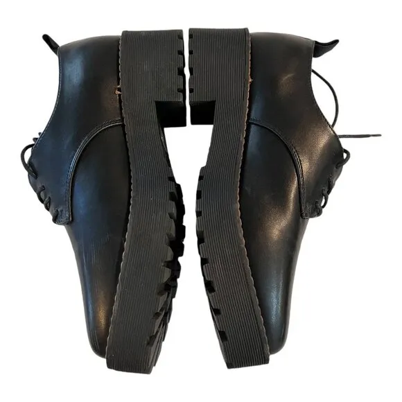 French Connection AMANDAS Womens Lug Sole Lace-Up Loafer Shoes Size 8 Black