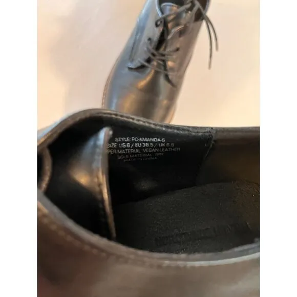 French Connection AMANDAS Womens Lug Sole Lace-Up Loafer Shoes Size 8 Black