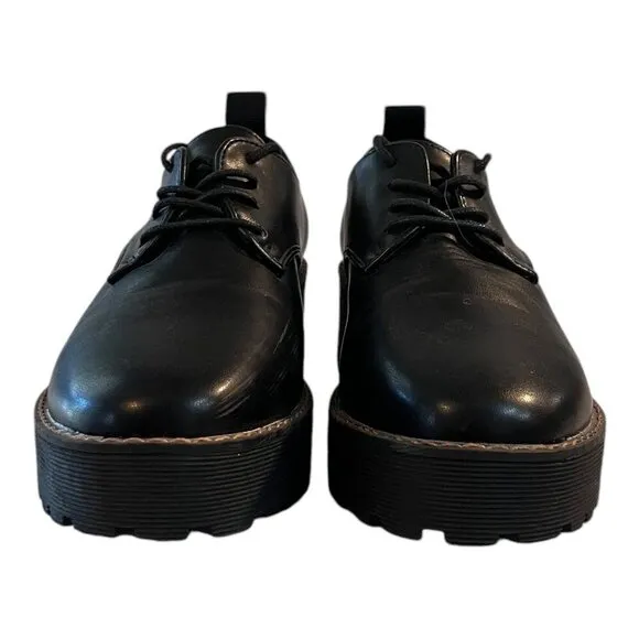 French Connection AMANDAS Womens Lug Sole Lace-Up Loafer Shoes Size 8 Black