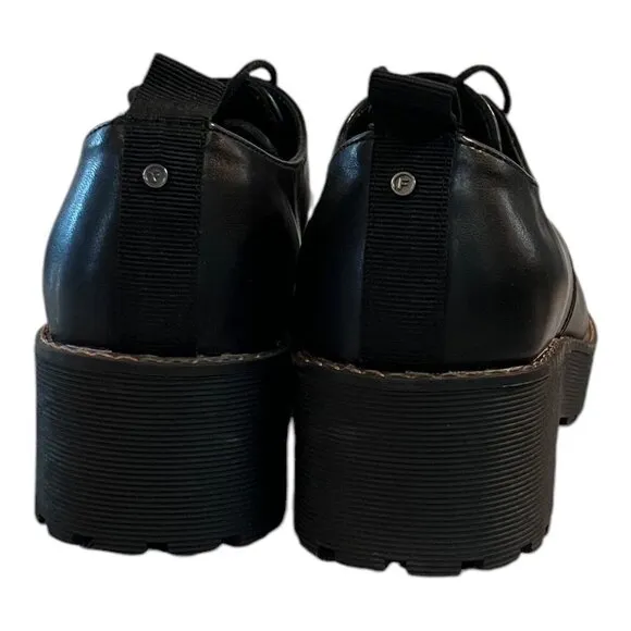 French Connection AMANDAS Womens Lug Sole Lace-Up Loafer Shoes Size 8 Black