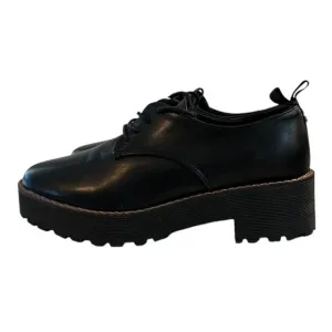 French Connection AMANDAS Womens Lug Sole Lace-Up Loafer Shoes Size 8 Black