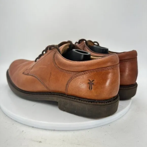 Frye Mathew Men Size 9.5 M Derby Plain Toe Dress Shoes Brown Leather 84875