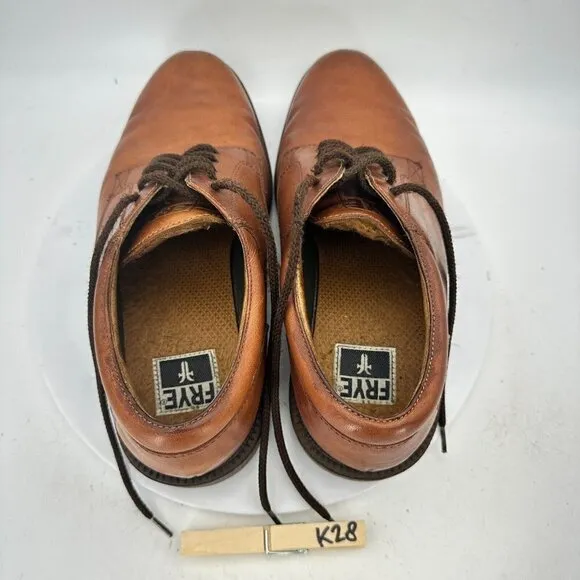 Frye Mathew Men Size 9.5 M Derby Plain Toe Dress Shoes Brown Leather 84875