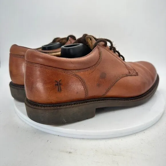 Frye Mathew Men Size 9.5 M Derby Plain Toe Dress Shoes Brown Leather 84875