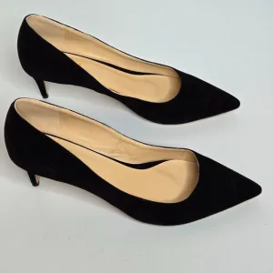 FSJ Black Vegan Faux Suede Pumps Heels Shoes Sz 12