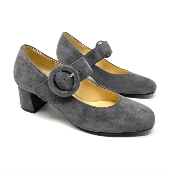 Gabor dark grey suede Mary Jane pumps 75.274.19