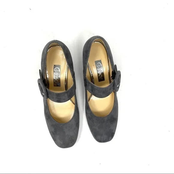 Gabor dark grey suede Mary Jane pumps 75.274.19
