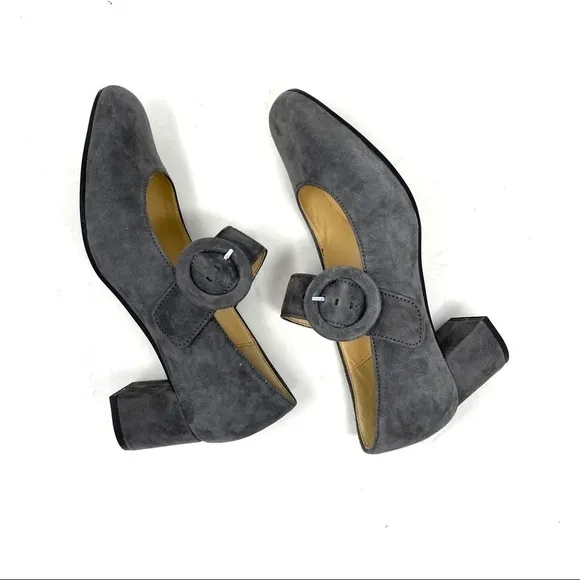 Gabor dark grey suede Mary Jane pumps 75.274.19