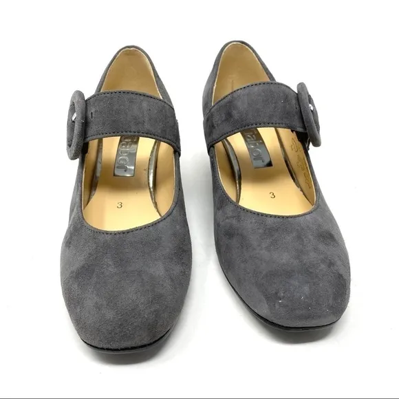Gabor dark grey suede Mary Jane pumps 75.274.19