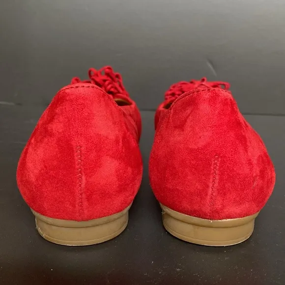Gabor Hollywell Ladies Flower Trim Leather Suede Ballet Pumps Red Size 4.5