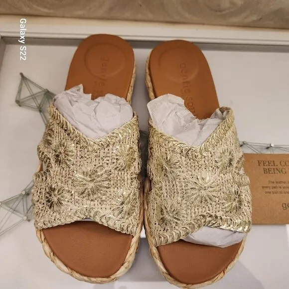 GENTLE SOULS BY KENNETH COLE Tristan Woven Raffia Sandals. NIB. Size 6