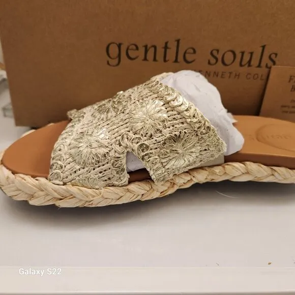 GENTLE SOULS BY KENNETH COLE Tristan Woven Raffia Sandals. NIB. Size 6