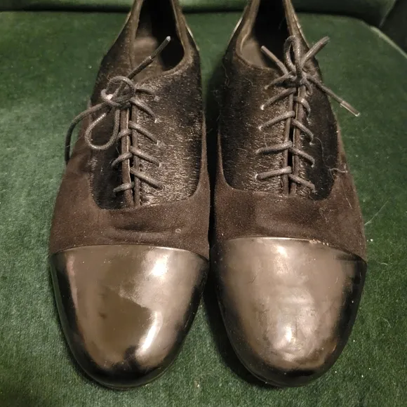 Gentle Souls genuine calf hair Oxfords black size 7.5