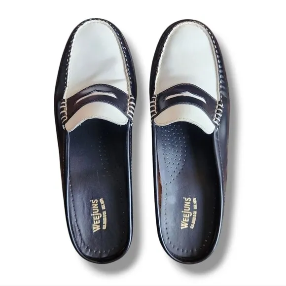G.H. Bass Women's Wynn Mule Weejun patient black and white 7.5