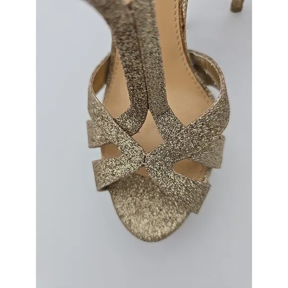 Gianni Bini‎ GOLD Glitter Rhinestones BEADED  Stiletto Platform Heels Shoes 7 M