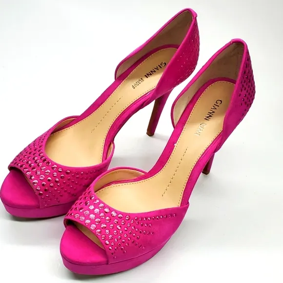 GIANNI BINI Pink Bling Peep Toe Stiletto Pumps 9M NWOT